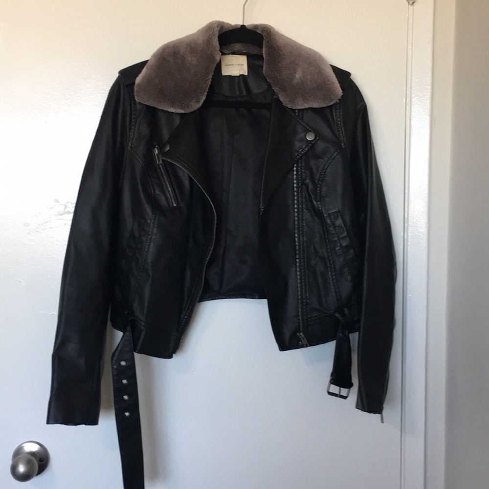 Urban Outfitters Faux Fur Moto Jacket Medium